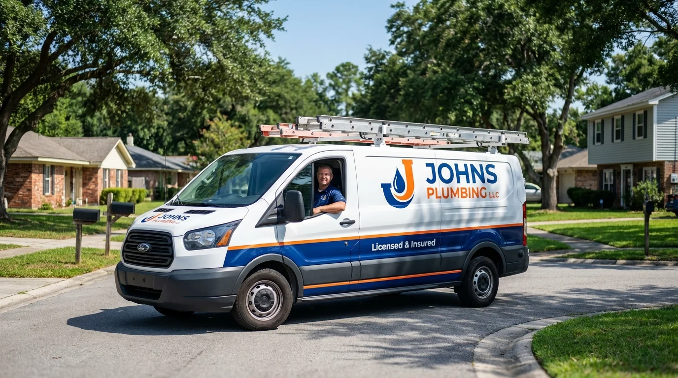 Johns Plumbing LLC service van in Georgetown, IL