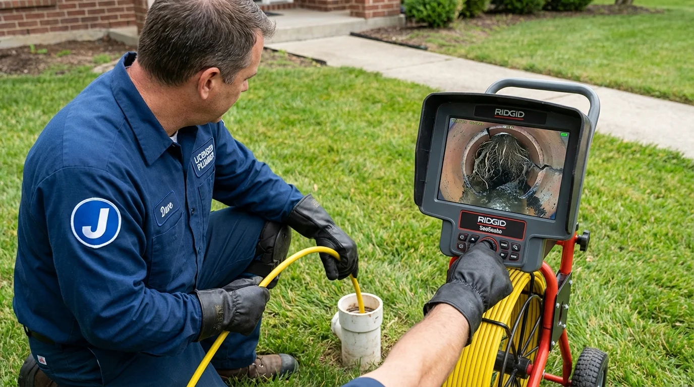 Sewer camera inspection being performed by Johns Plumbing LLC in Georgetown