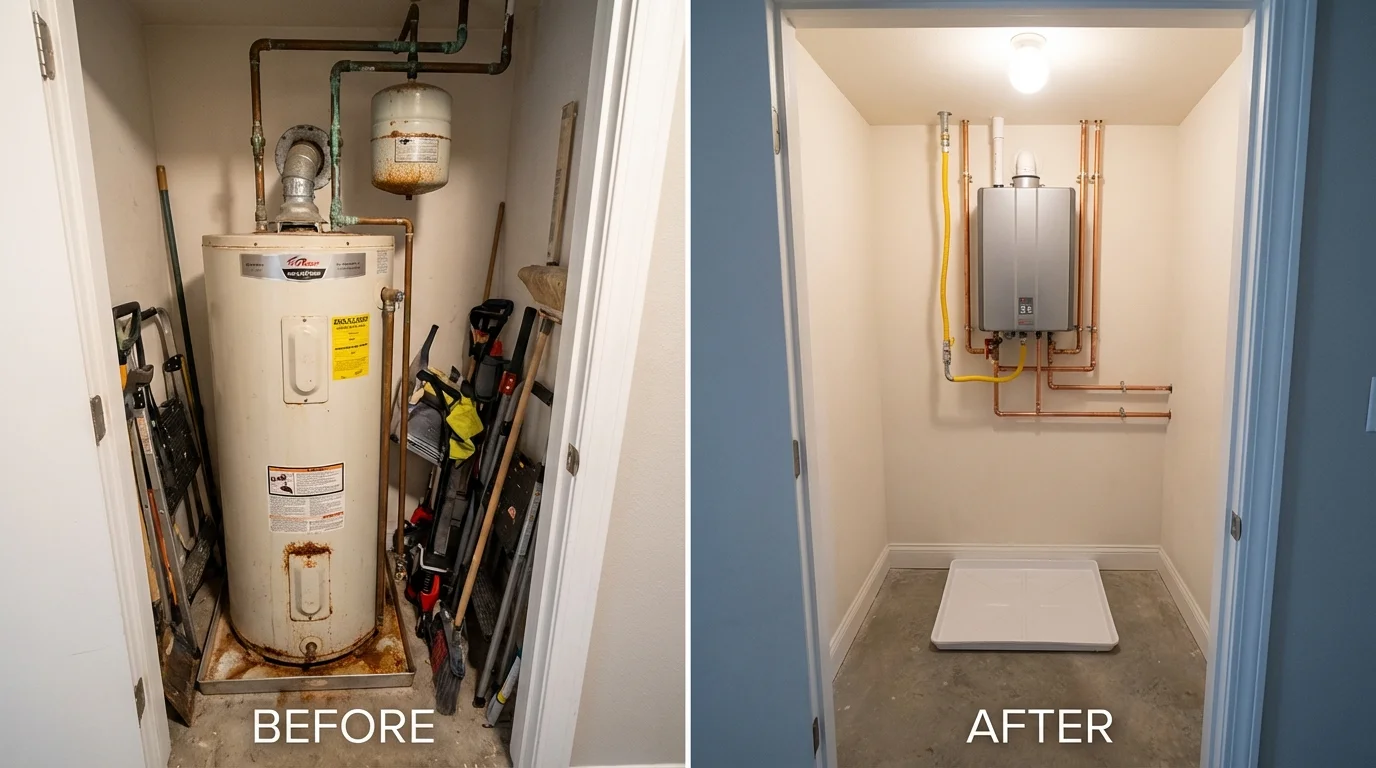 Tank water heater versus wall-mounted tankless unit comparison for Georgetown, IL homeowners
